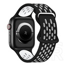 Gigapack Apple Watch Series 9 41mm pótszíj (egyedi méret, szilikon, lyukacsos, légáteresztő) fekete/fehér