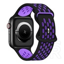 Gigapack Apple Watch Series 9 41mm pótszíj (egyedi méret, szilikon, lyukacsos, légáteresztő) fekete/lila