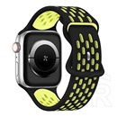 Gigapack Apple Watch Series 9 41mm pótszíj (egyedi méret, szilikon, lyukacsos, légáteresztő) fekete/sárga