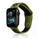 Gigapack Apple Watch Series 9 41mm pótszíj (egyedi méret, szilikon, lyukacsos, légáteresztő) sötétzöld / fekete