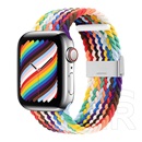 Gigapack Apple Watch Series 9 41mm pótszíj (egyedi méret, textil, állítható, szivárvány minta) színes