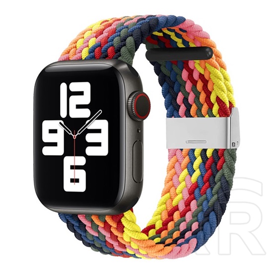 Gigapack Apple Watch Series 9 45mm pótszíj (egyedi méret, textil, állítható, szivárvány minta) kék