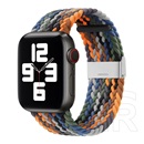 Gigapack Apple Watch Series 9 45mm pótszíj (egyedi méret, textil, állítható, szivárvány minta) szürke