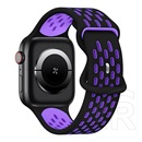 Gigapack Apple Watch Ultra 2 49mm pótszíj (egyedi méret, szilikon, lyukacsos, légáteresztő) fekete/lila