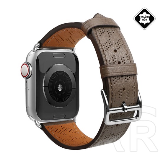 Gigapack Apple Watch Ultra 2 49mm pótszíj (egyedi méret, valódi bőr, lyukacsos) sötétbarna