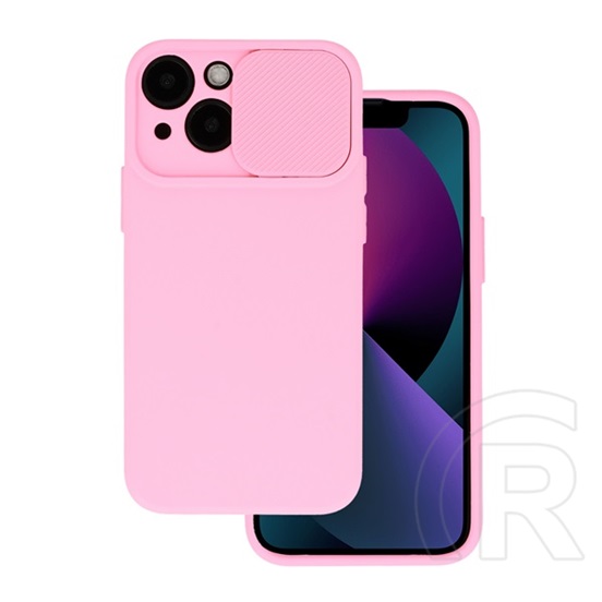 Gigapack Apple iPhone 14 szilikon telefonvédő (matt, mikrofiber plüss belső, kamera védelem) rózsaszín