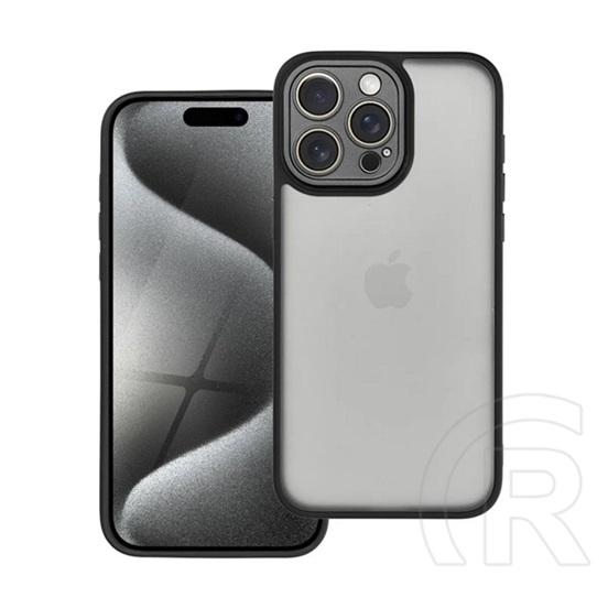 Gigapack Apple iPhone 15 Pro Max szilikon telefonvédő (ütésállóság, akril hátlap, kameravédő) fekete