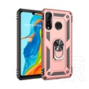 Gigapack Defender Huawei P30 Lite műanyag (közepesen ütésálló, telefontartó gyűrű, beépített fémlemez, rozéarany)