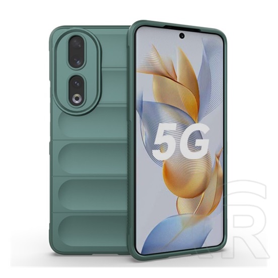 Gigapack Honor 90 5G szilikon telefonvédő (közepesen ütésálló, kamera védelem, 3d minta) sötétzöld