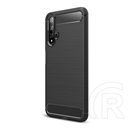 Gigapack Huawei Nova 5T Szilikon telefonvédő (légpárnás sarok, szálcsiszolt, karbon minta, fekete)