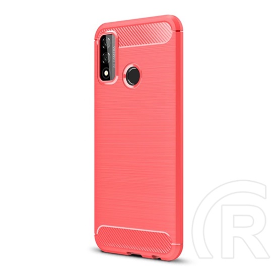 Gigapack Huawei P Smart (2020) szilikon telefonvédő (közepesen ütésálló, szálcsiszolt, karbon minta) piros