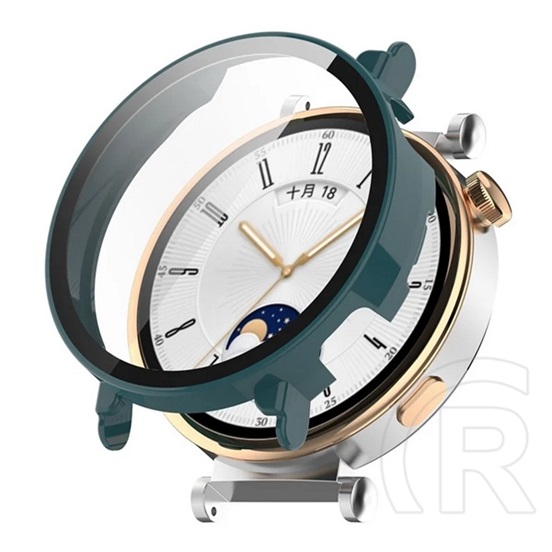 Gigapack Huawei Watch GT 4 41mm műanyag keret (bumper, ütésállóság + kijelzővédő üveg) sötétzöld