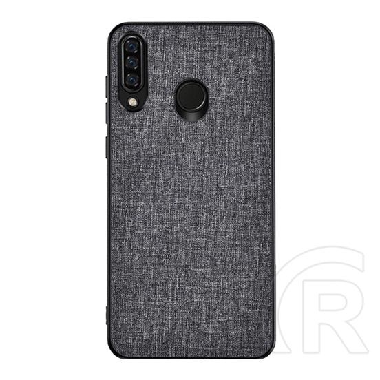 Gigapack Huawei Y6p műanyag telefonvédő (közepesen ütésálló, szilikon keret, textil hátlap, szürke)