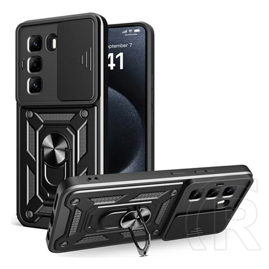 Gigapack Infinix Hot 50 Pro 4G (X6881) defender szilikon telefonvédő (ütésállóság, tartógyűrű, kameravédő) fekete