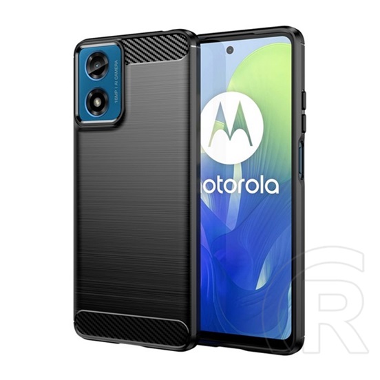 Gigapack Motorola Moto G24 Power szilikon telefonvédő (ütésállóság, légpárnás sarok, szálcsiszolt, karbon minta) fekete