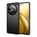 Gigapack Realme 12 Pro Plus szilikon telefonvédő (ütésállóság, légpárnás sarok, szálcsiszolt, karbon minta) fekete