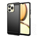 Gigapack Realme Note 50 szilikon telefonvédő (ütésállóság, légpárnás sarok, szálcsiszolt, karbon minta) fekete