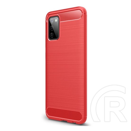 Gigapack Samsung Galaxy A02s (SM-A025F) szilikon telefonvédő (közepesen ütésálló, szálcsiszolt, karbon minta) piros