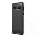 Gigapack Samsung Galaxy S10 Szilikon telefonvédő (légpárnás sarok, szálcsiszolt, karbon minta, fekete)