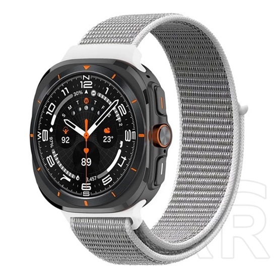 Gigapack Samsung Galaxy Watch Ultra 47mm (SM-L705) pótszíj (egyedi méret, nylon, tépőzáras, légáteresztő) világosszürke