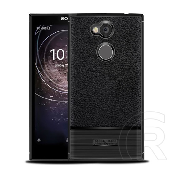 Gigapack Sony Xperia L2 (H4311) szilikon telefonvédő (közepesen ütésálló, bőr hatású, szálcsiszolt) fekete