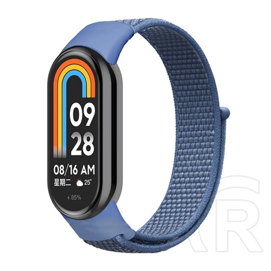 Gigapack Xiaomi Band 8 pótszíj (egyedi méret, nylon, tépőzáras, légáteresztő) kék