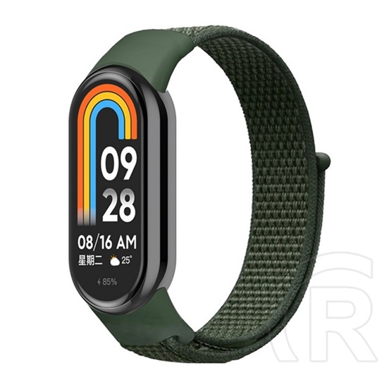 Gigapack Xiaomi Band 8 pótszíj (egyedi méret, nylon, tépőzáras, légáteresztő) zöld