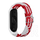 Gigapack Xiaomi MI Band 4 pótszíj (egyedi méret, textil, szőtt minta, állítható) fehér / piros