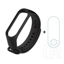 Gigapack Xiaomi MI Band 4 szilikon keret (egyedi méret, szilikon szíj + full screen öntapadós képernyővédő fólia) fekete