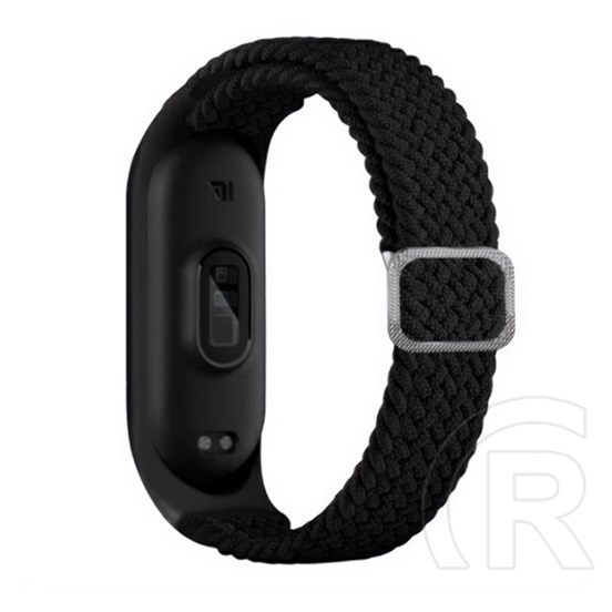 Gigapack Xiaomi Mi Band 5 pótszíj (egyedi méret, textil, szőtt minta, állítható) fekete