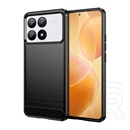 Gigapack Xiaomi Poco F6 Pro szilikon telefonvédő (ütésállóság, légpárnás sarok, szálcsiszolt, karbon minta) fekete