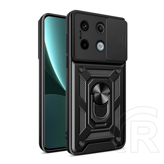 Gigapack Xiaomi Poco X6 5G defender műanyag telefonvédő (ütésállóság, szilikon belső, tartógyűrű, kameravédő) fekete