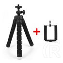 Gigapack tripod állvány (állítható, 360°-ban forgatható, 17.5 cm, hajlítható láb, univerzális) fekete