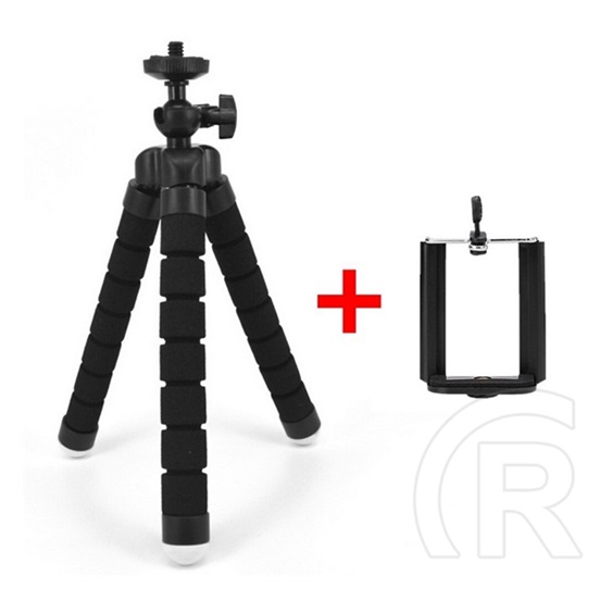 Gigapack tripod állvány (állítható, 360°-ban forgatható, 17.5 cm, hajlítható láb, univerzális) fekete