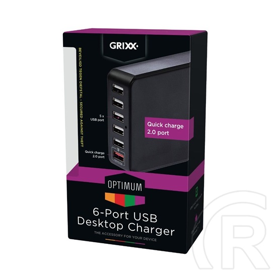 Grixx Optimum USB asztali töltő (6 port)