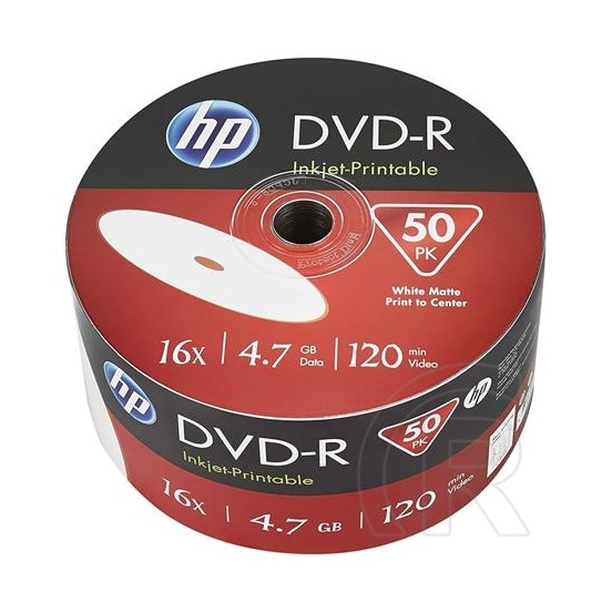 HP DVD-R lemez 16x, Zsugor csomagolás, nyomtatható x50