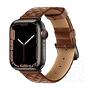 Hoco Apple Watch Series 9 41mm wa18 pótszíj (egyedi méret, szilikon, bőr hatású, állítható, 3d rombusz minta) barna