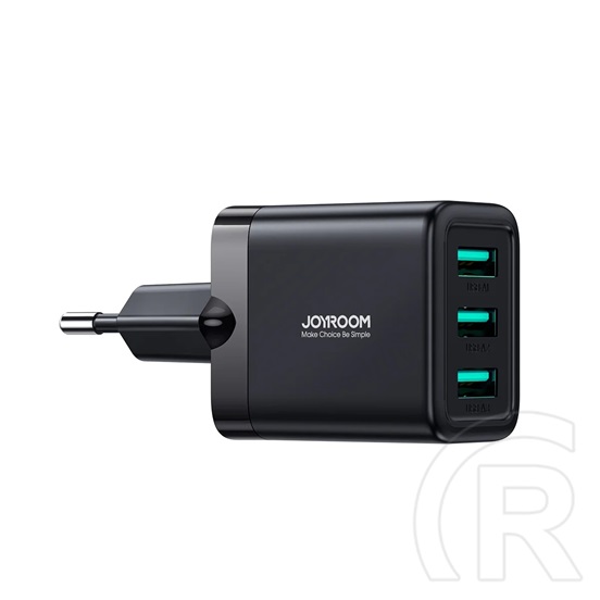 Joyroom hálózati töltő 3 usb aljzat (5v/3.4a, 17w, gyorstöltő) fekete