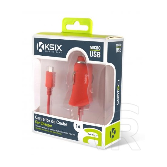 Ksix Micro-USB autós töltő 1A (korallpiros)