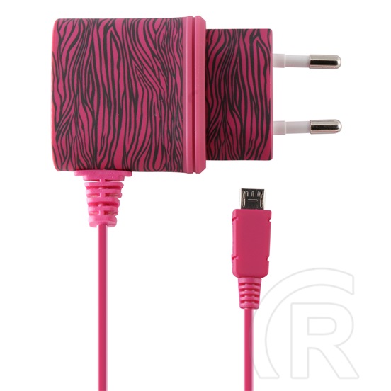 Ksix hálózati töltő (MicroUSB, 1A, zebra pink)