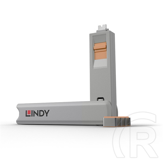 Lindy USB-C port blocker kulcs + 4 db dugó, narancs