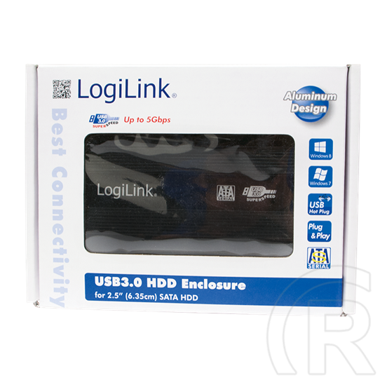 LogiLink külső ház Alu (2,5", SATA, USB 3.0, fekete)