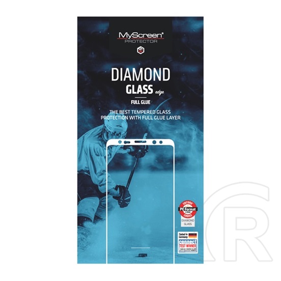 MYSCREEN DIAMOND GLASS EDGE képernyővédő üveg (2.5D, full glue, teljes felületén tapad, karcálló, 0.33 mm, 9H) FEKETE