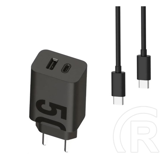 Motorola turbopower hálózati töltő usb / type-c  (5v / 3a, 50w, pd gyorstöltés támogatás + type-c kábel) fekete