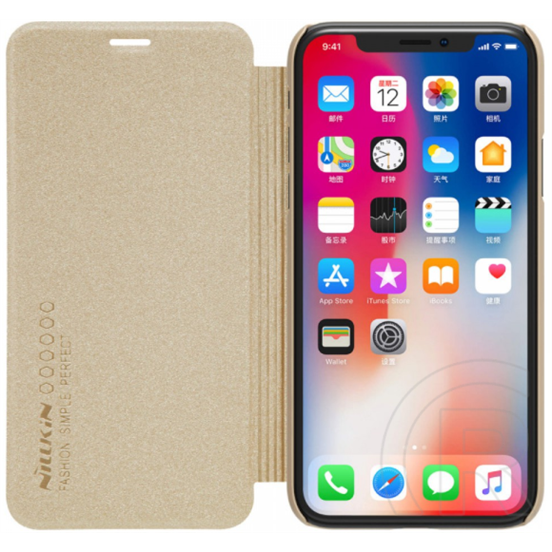 Nillkin Sparkle Apple iPhone XS flip tok (arany)