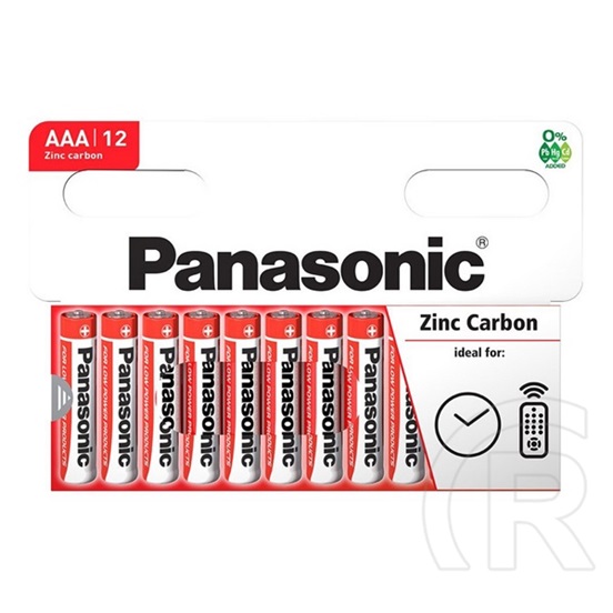 Panasonic tartós elem (AAA, r03rz, 1.5v, cink-karbon) 12db / csomag