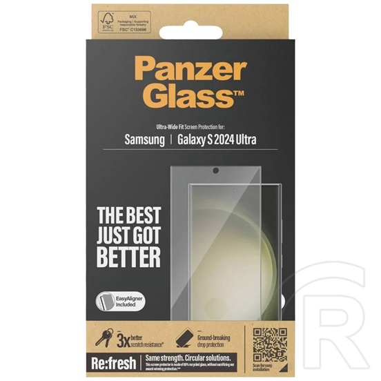 Panzerglass Samsung Galaxy S24 Ultra (SM-S928) képernyővédő üveg (3d, ütésállóság, 9h + segédkeret) átlátszó