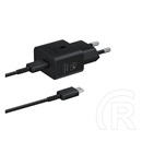 Samsung hálózati töltő (USBB-C aljzat, 5V/3A, 25W, GaN, USB-C kábellel, fekete)